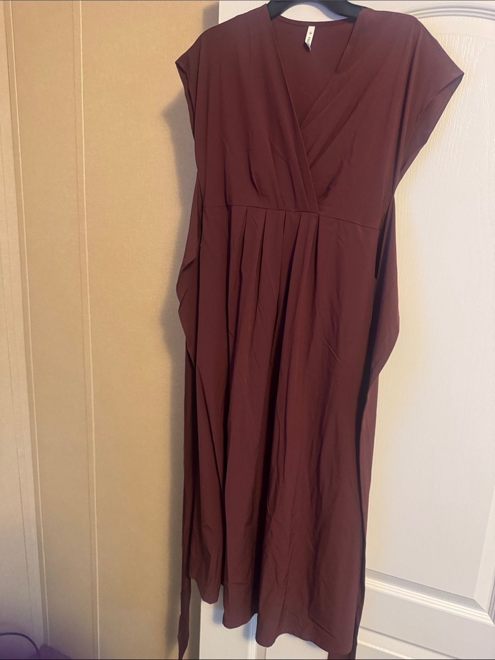 Women’s Wrap-Style Midi Dress in Deep Wine